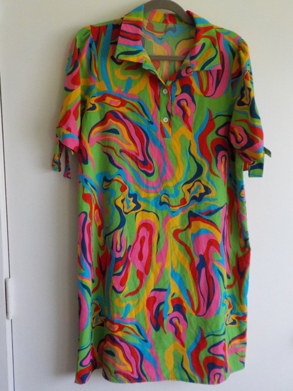 Dress No Brand - Medium - Y2K Bright Short Sleeve Tie Collar (2364)